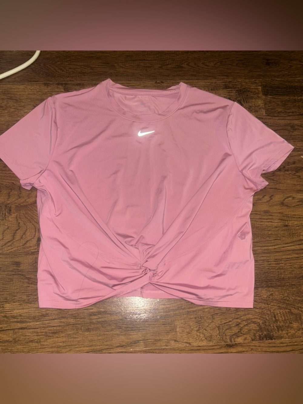 Nike Women's Pink Twist-Front Short Sleeve Tee